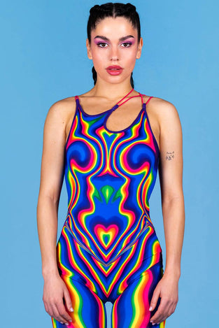 Rave Outfit Rainbow Hypnosis Jumpsuit Close View