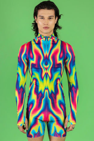 Rainbow Liquid Men's Romper Close View