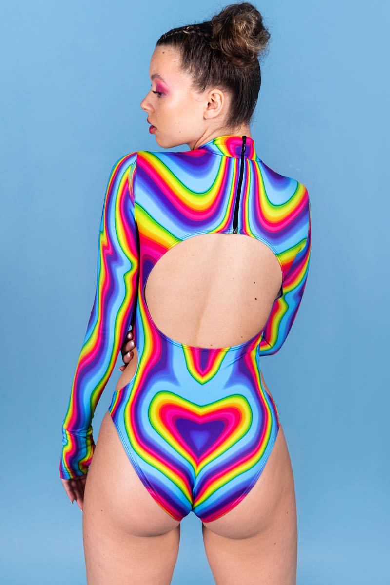 Rainbow Meltdown Cut Out Bodysuit