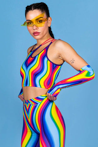 Rave Outfit Rainbow Meltdown Leggings Set Side View