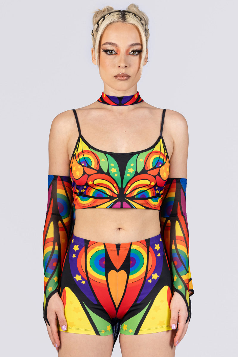 rainbow-metamorphosis-high-waisted-shorts-close-view