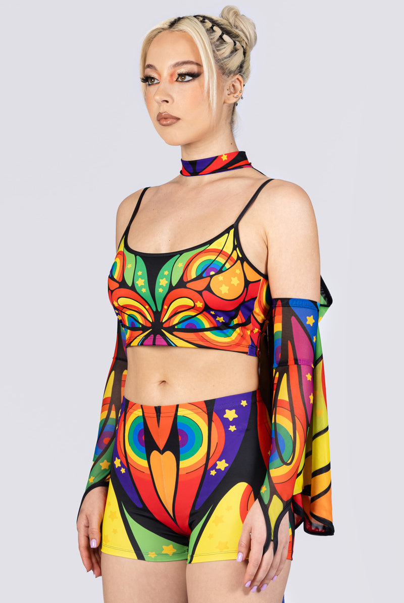 rainbow-metamorphosis-high-waisted-shorts-set-side-view