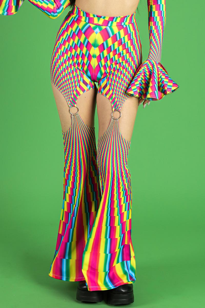 Rainbow Prism O-RIng Flare Pants