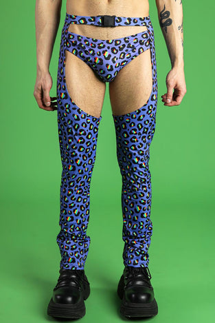 Rainbow Spots Men's Chap Pants Close View