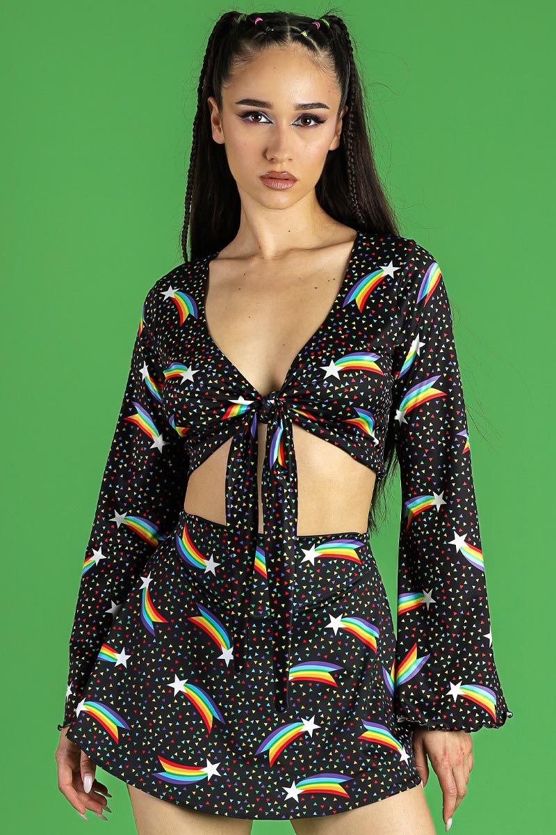 Rainbow Stardust High Waisted Skirt Set