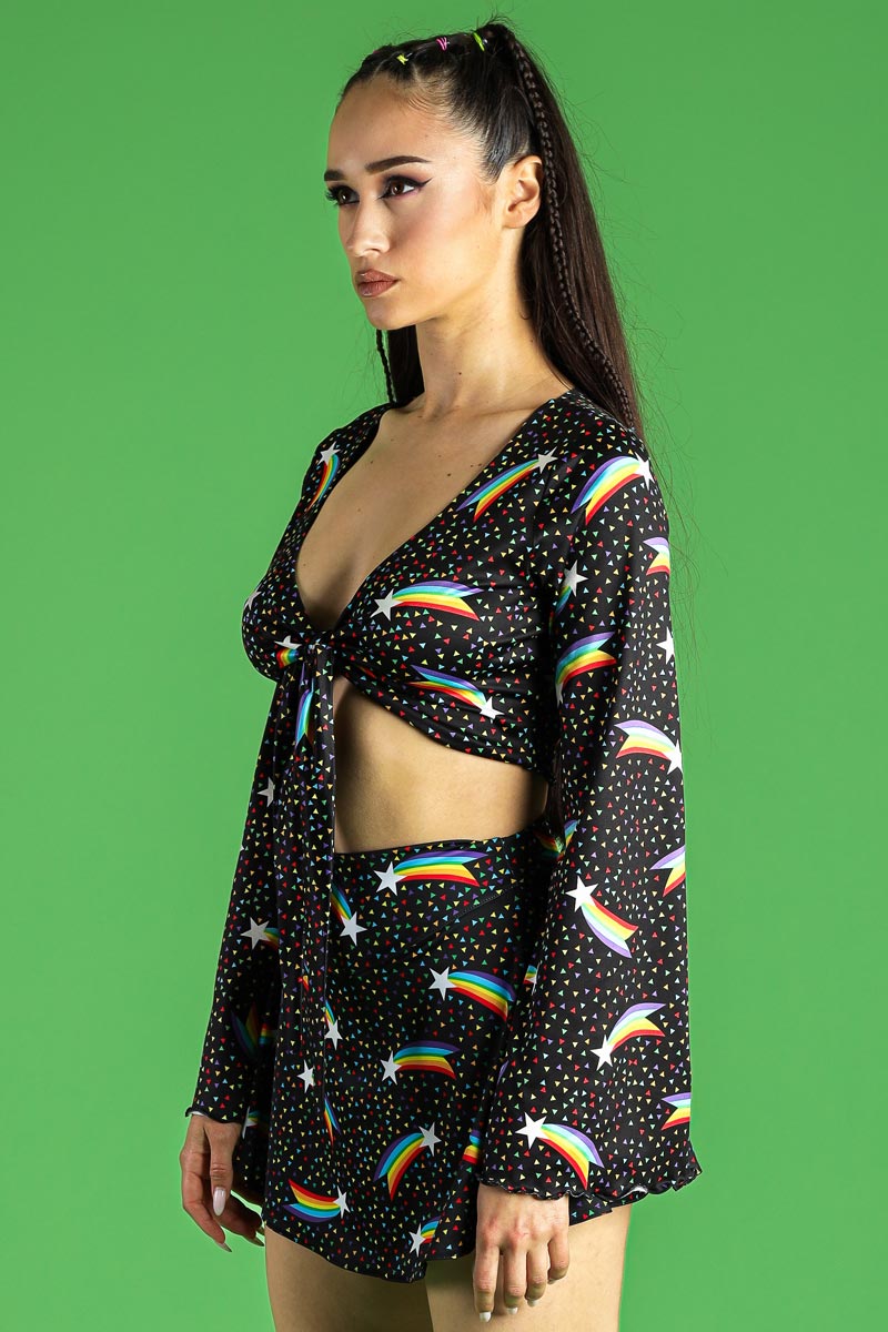 Rainbow Stardust High Waisted Skirt Set