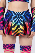 Rainbow Tiger Rave Mini Skirt