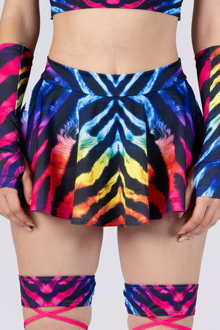 Rainbow Tiger Rave Mini Skirt