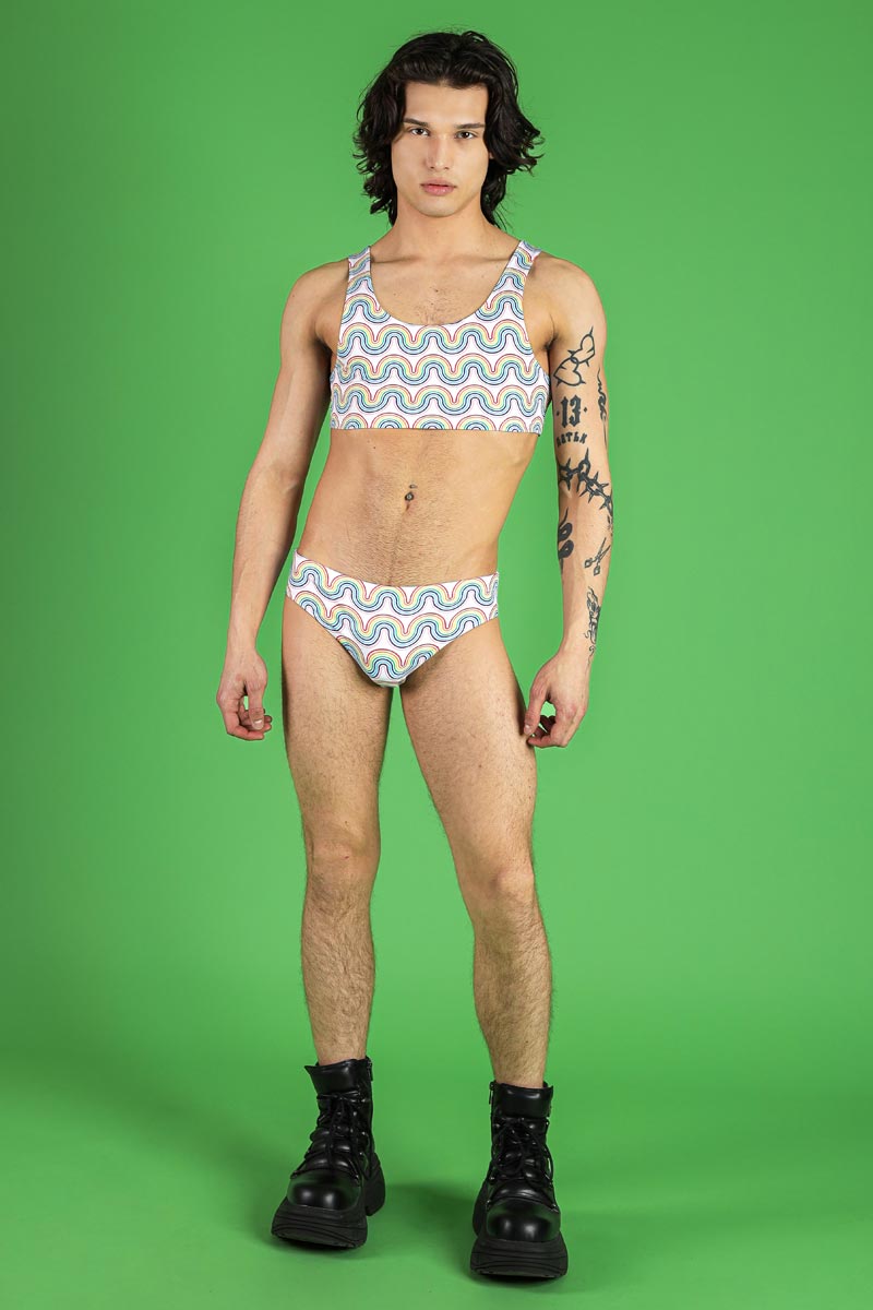Rainbow Waves Men's Bra Top | Devil Walking