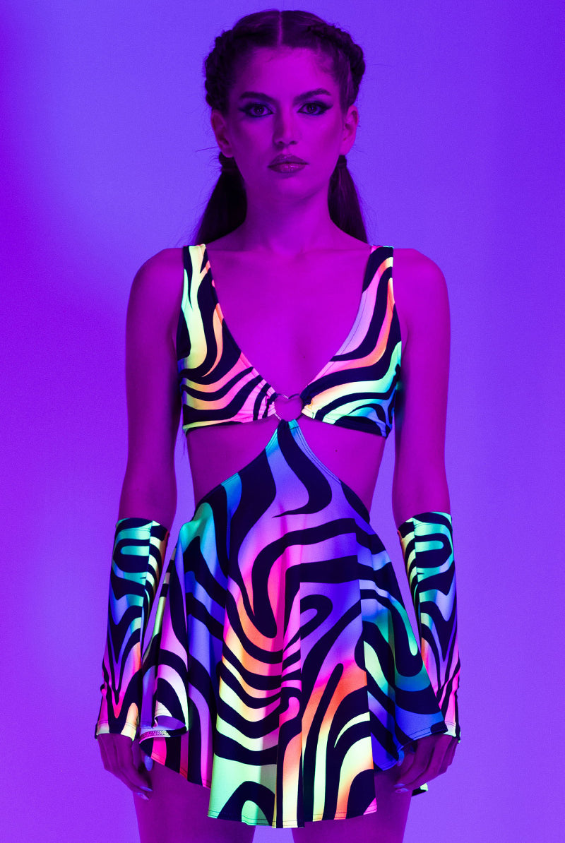 Pink Zebra Dress 2000s Rainbow Zebra Cut Out Skater Dress Devil Walking Pink Zebra Dress 2000s Rainbow Zebra Cut Out Skater Dress Devil Walking
