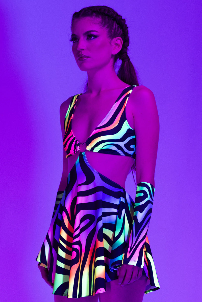 Rainbow Zebra Cut Out Skater Dress Rainbow Zebra Cut Out Skater Dress