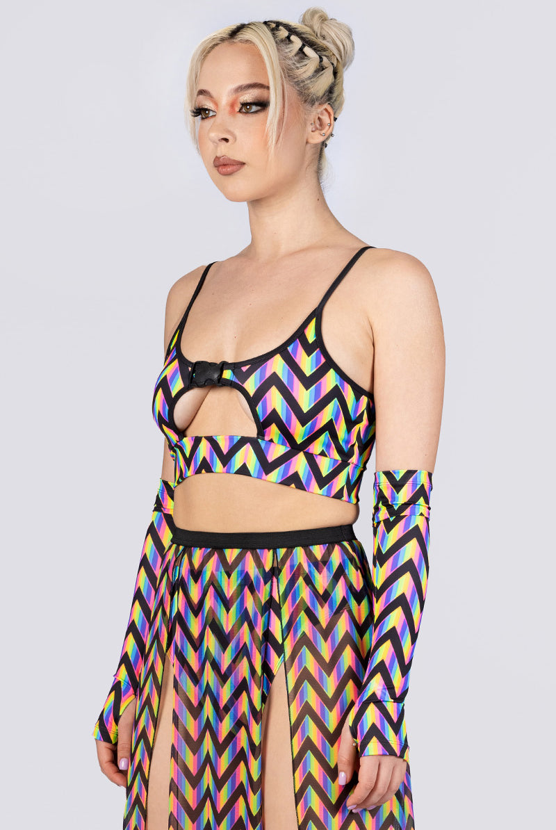 rainbow-zig-zag-buckle-underboob-crop-top-side-view