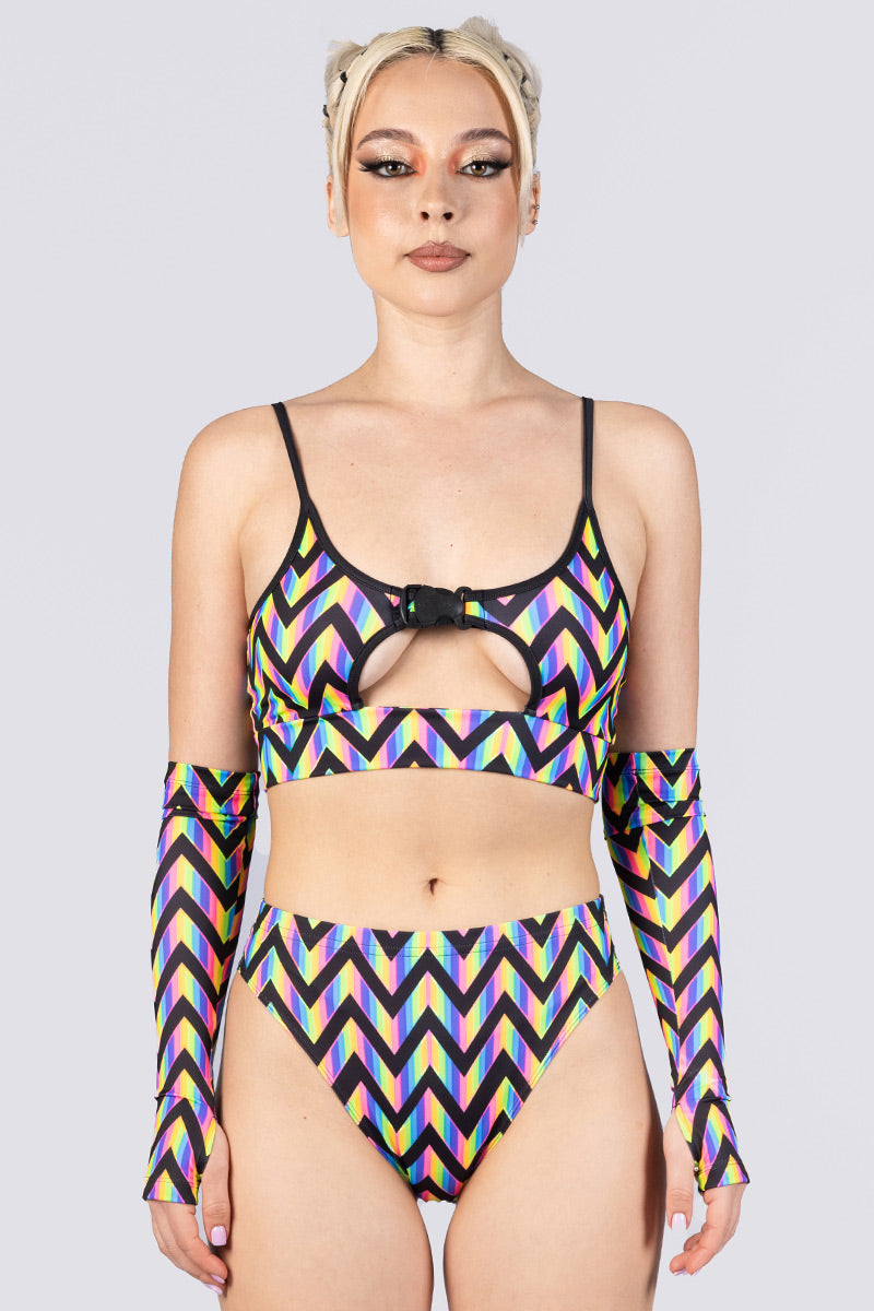 Rainbow Zig-Zag Mesh Skirt Set | Devil Walking