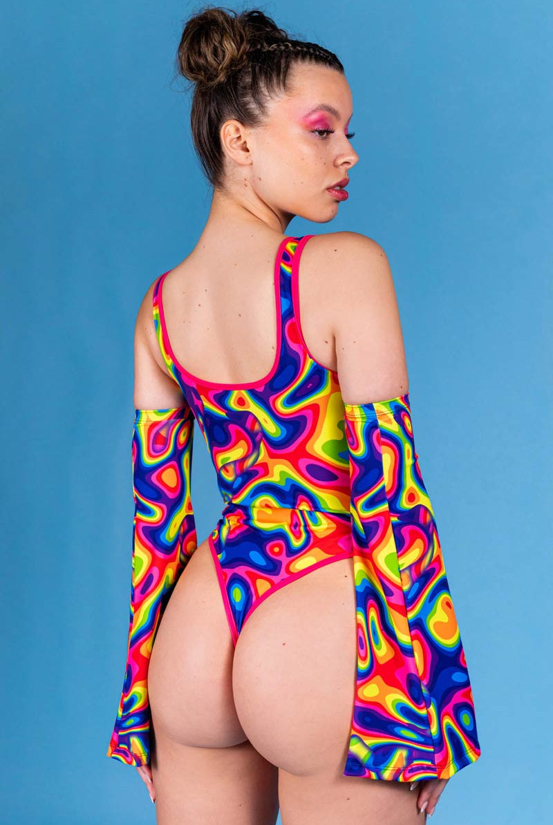 Rainbow Dreams Thong Suit Bodysuit Back View