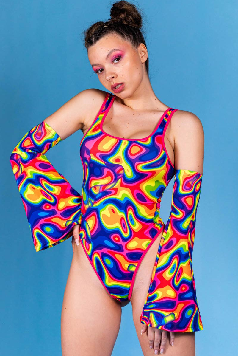 Rainbow Dreams Thong Suit Bodysuit Side View