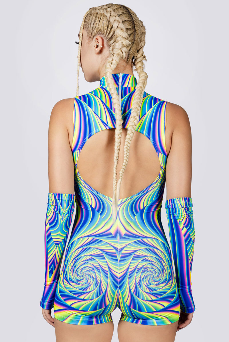 Rave Spectrum Cut Out Romper Back View
