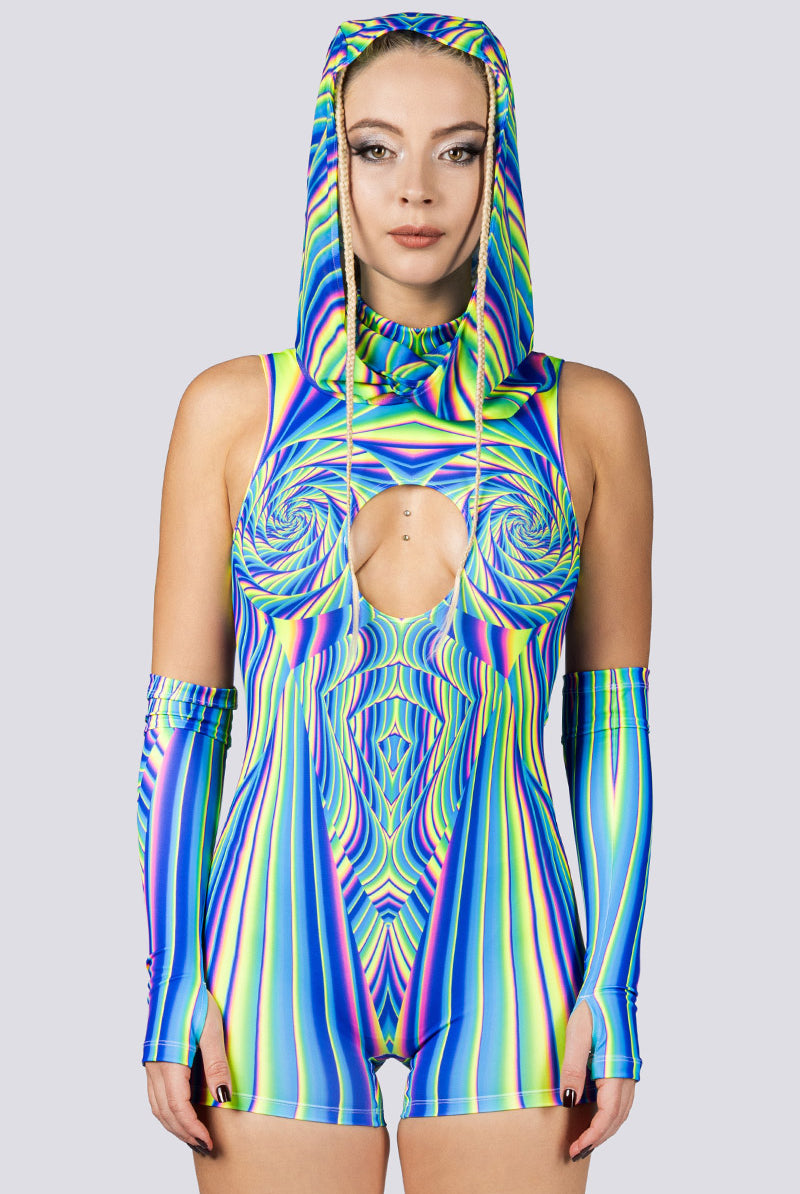 Rave Spectrum Cut Out Romper Close Full View