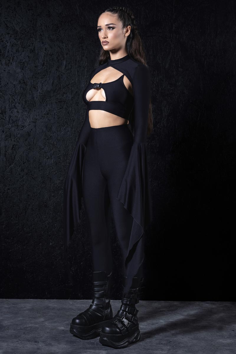 All Black Raven's Veil Bat Sleeves Shrugs | Devil Walking