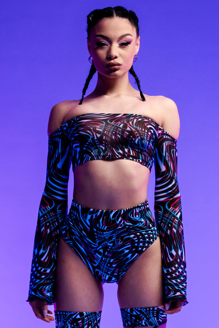 Rave Outfit Raving Illusion Shorts Set Uv Front View