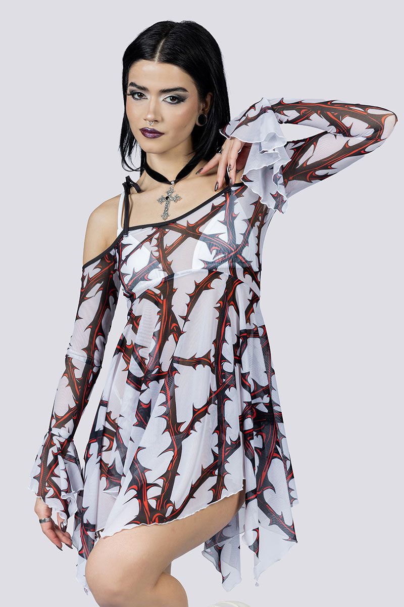 Razorvine Mesh Handkerchief Strappy Dress Close Up Gothic Outfits