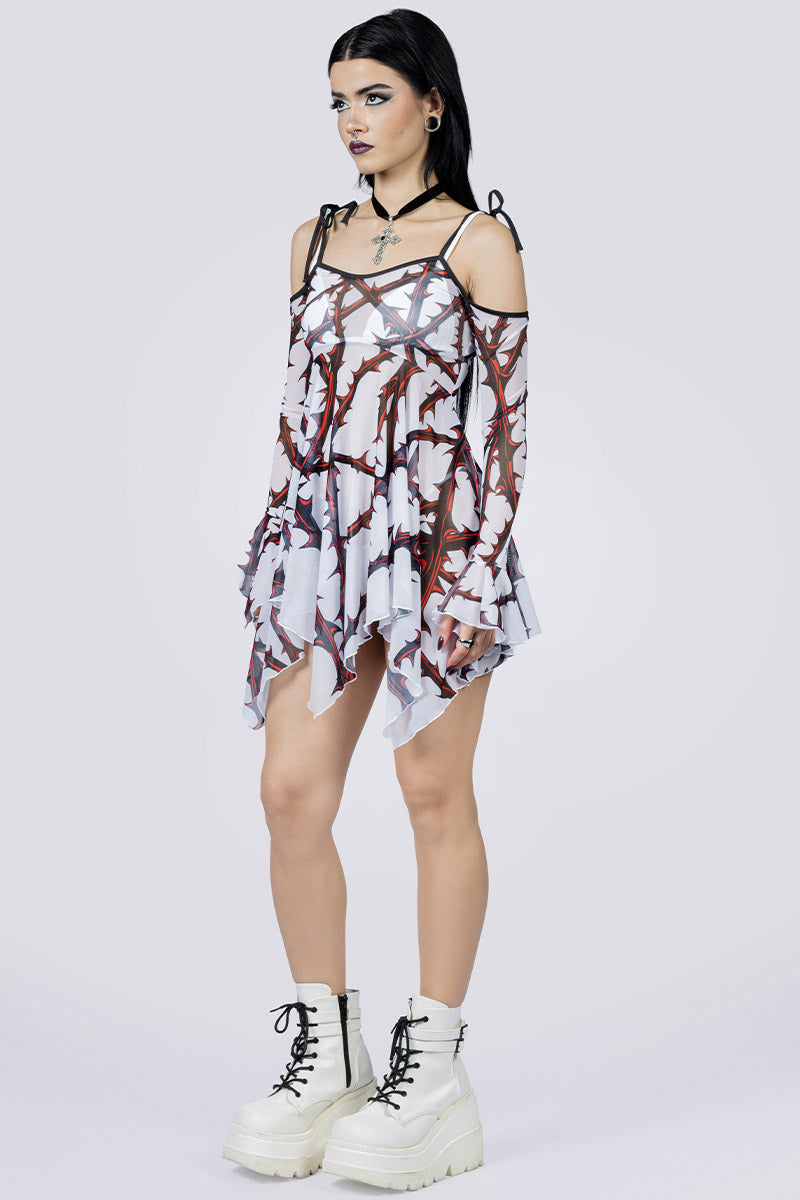 Razorvine Mesh Handkerchief Strappy Dress Side Goth Wear