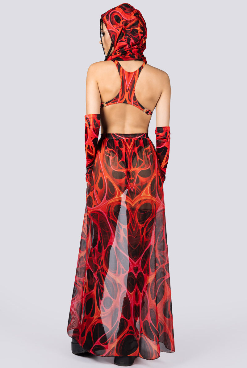 Red Dimension High Cut Bodysuit Full Back View