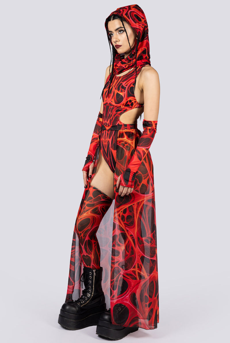 Red Dimension High Cut Bodysuit Side View