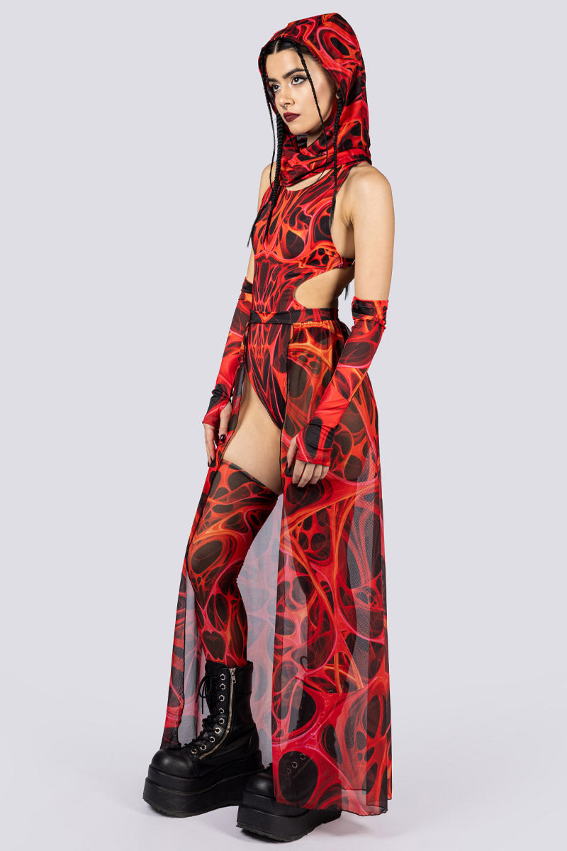 Red Dimension High Cut Bodysuit Side View