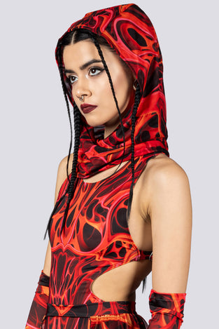 Red Dimension Rave Hood Close View