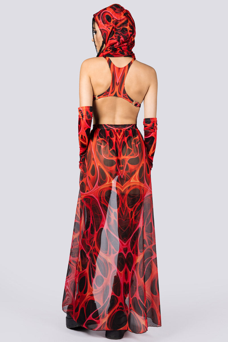 Red Dimension Rave Hood Full Back View