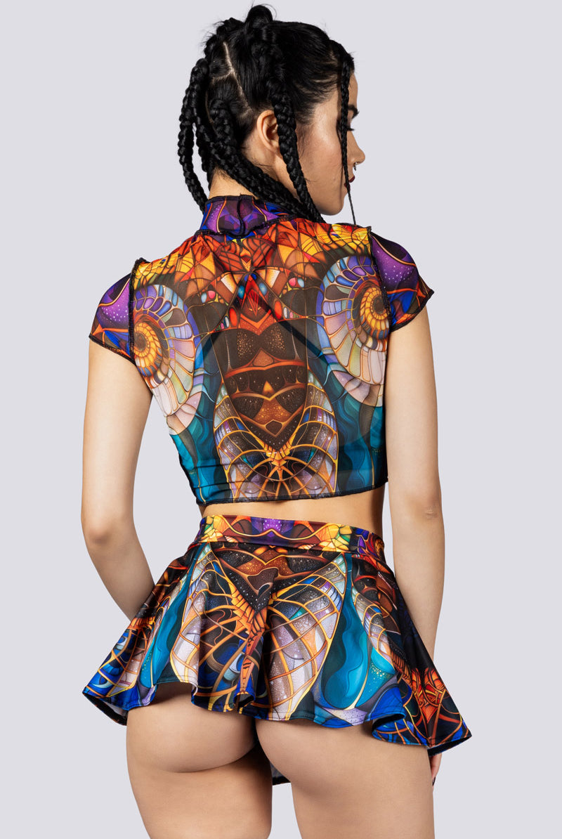 Relica Mesh Mock Neck Crop Tee Back View