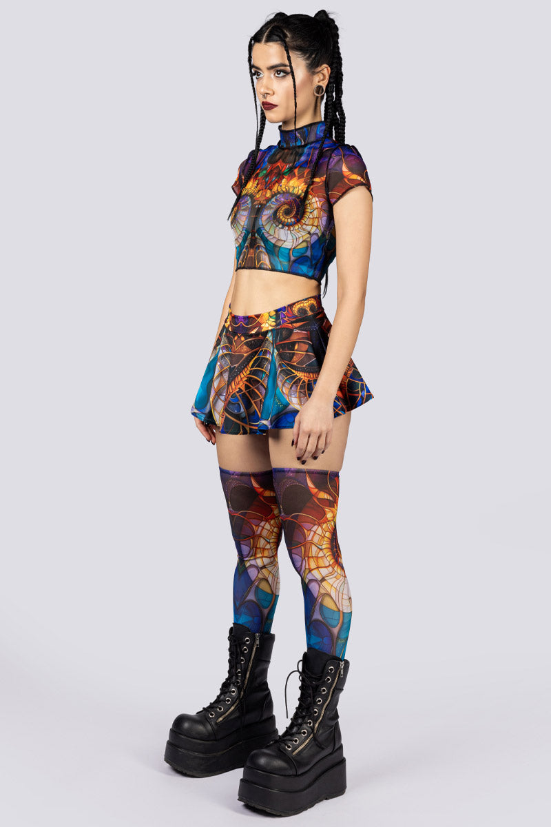 Relica Mesh Mock Neck Crop Tee Side View