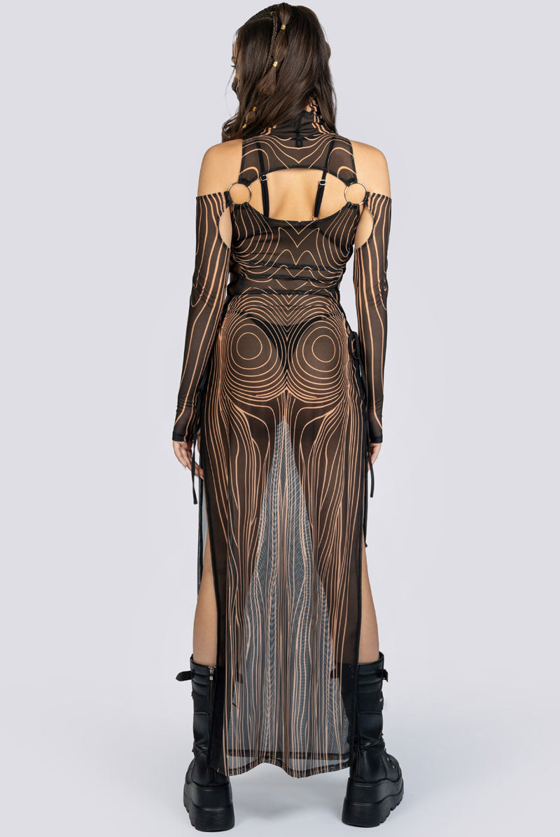 Resonance Lace Up Maxi Mesh Dress Rave Wear