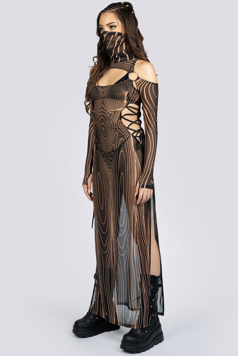 Resonance Lace Up Maxi Mesh Dress Rave Outfit