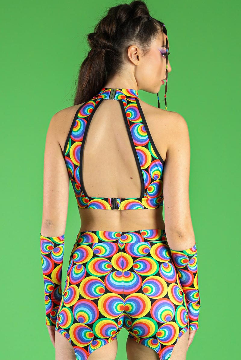 Retro Chick Halter Neck Keyhole Crop Top Back View
