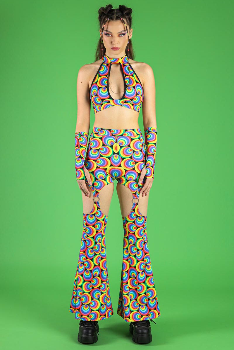 Retro Chick O-Ring Flare Pants Front View