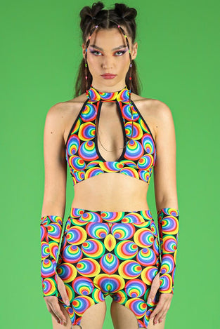 Rave Outfit Retro Chick Cut Out Pants Set Front View