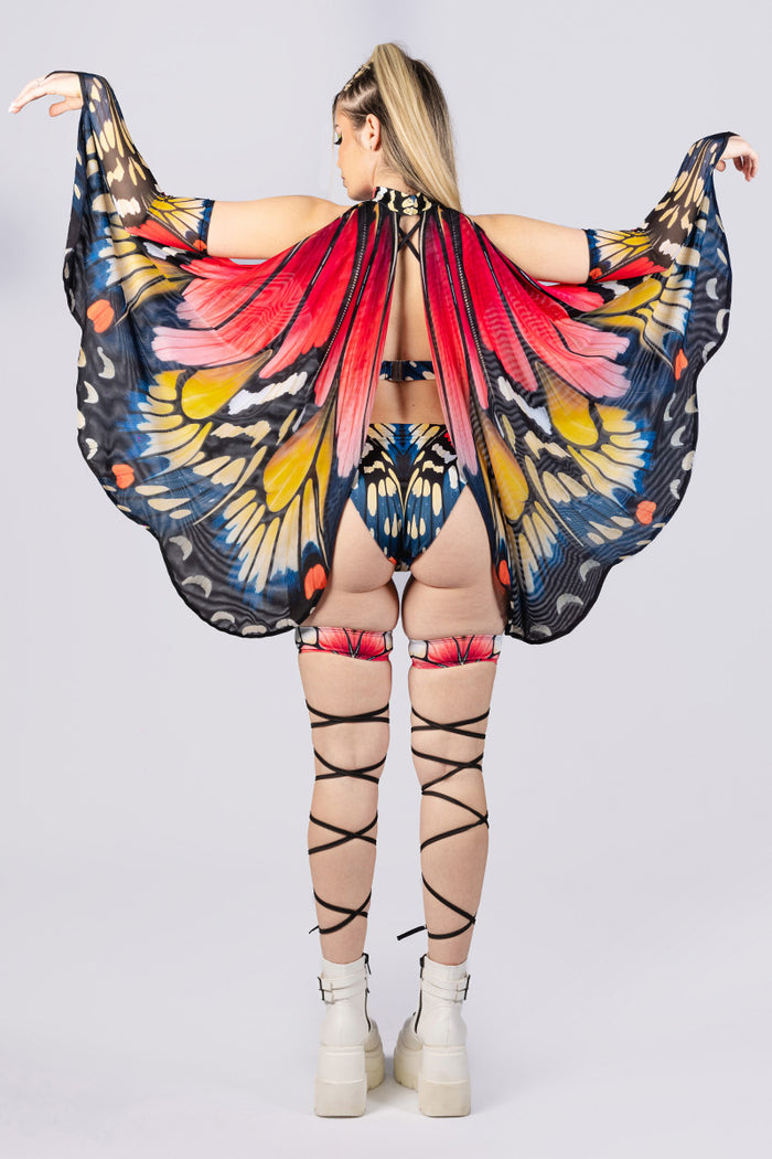 Rave Outfit Rosetta High Cut Booty Shorts Set Back View