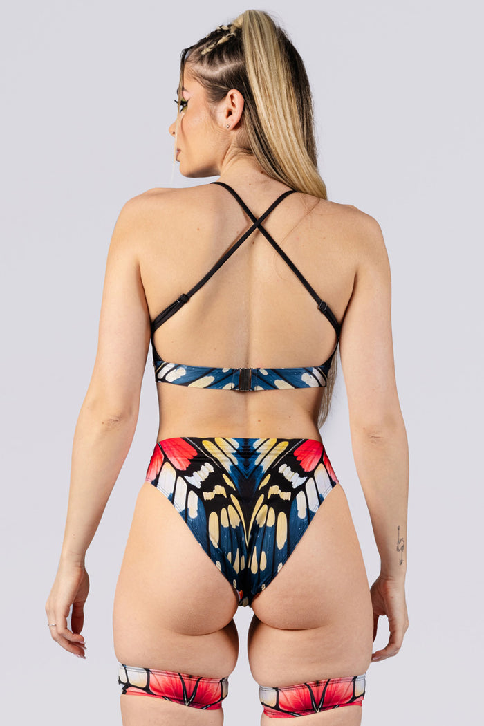Rave Outfit Rosetta High Cut Booty Shorts Set Close Back View