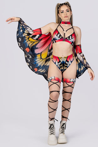 Rave Outfit Rosetta High Cut Booty Shorts Set Front View