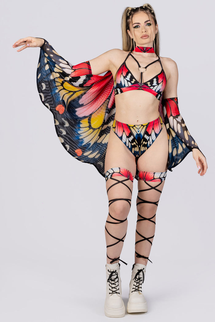 Rave Outfit Rosetta High Cut Booty Shorts Set Front View