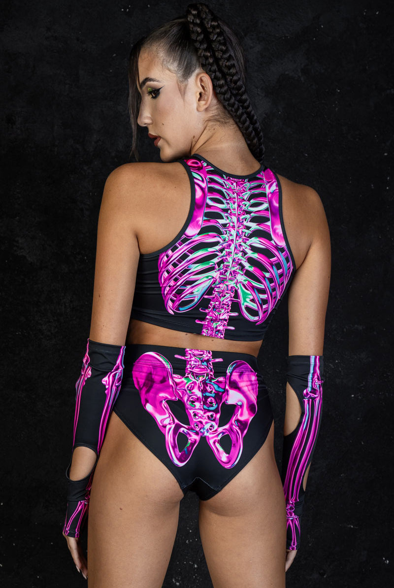 Rosy Skeleton Crop Top Back View