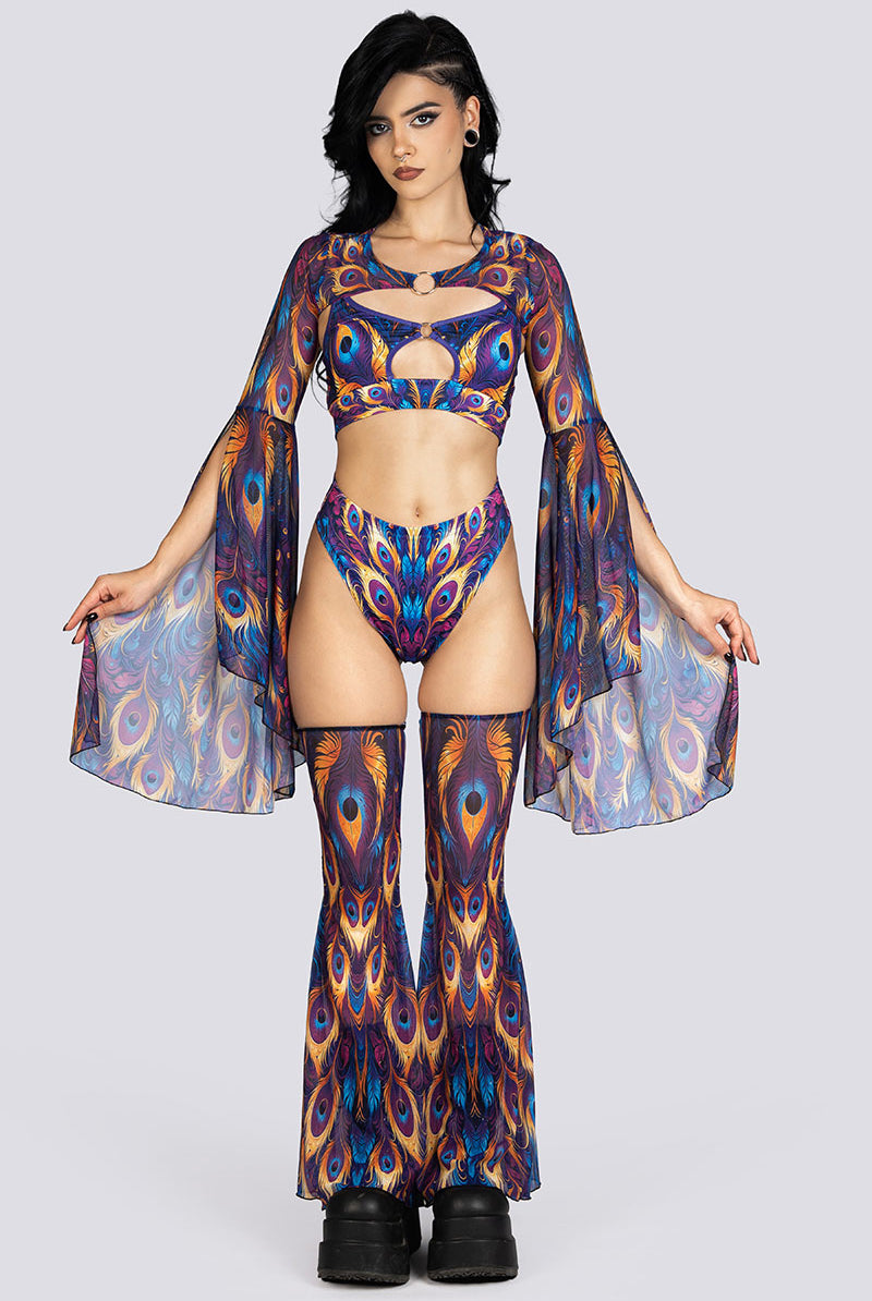Royal Peacock High Cut Booty Shorts Rave Halloween Costume Women