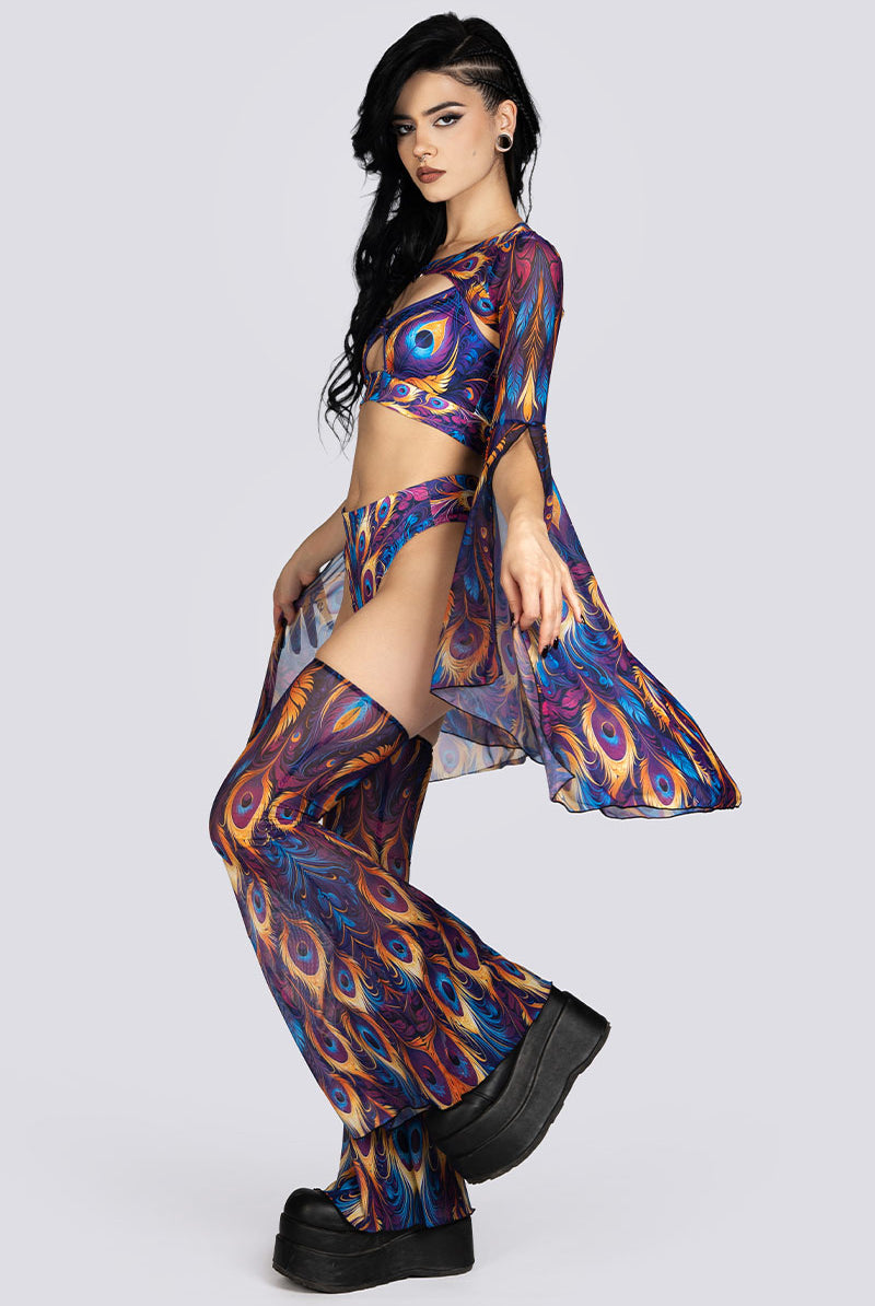 Royal Peacock High Cut Booty Shorts Set Rave Halloween Outfit