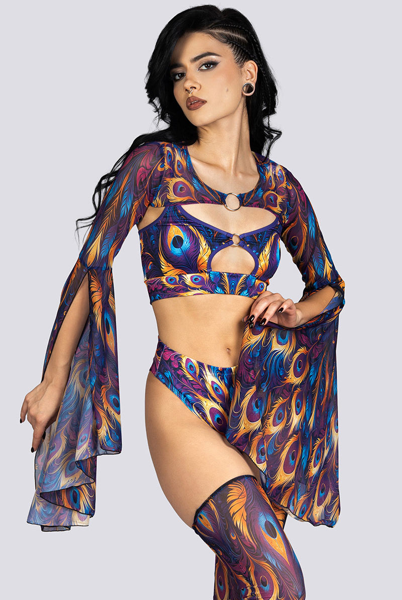 Royal Peacock Two Piece Top Rave Halloween Outfit