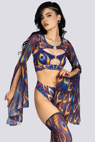 Royal Peacock Two Piece Top Rave Halloween Outfit