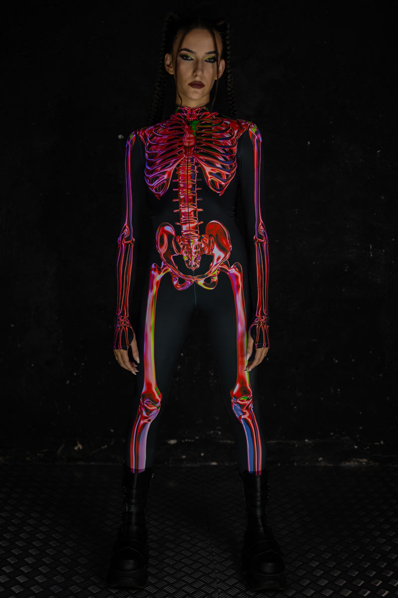 Red Ruby Skeleton Women Costume for Halloween | Devil Walking