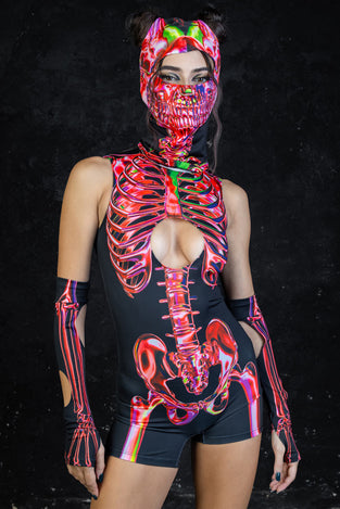 Rave Outfit Ruby Skeleton Cut Out Romper