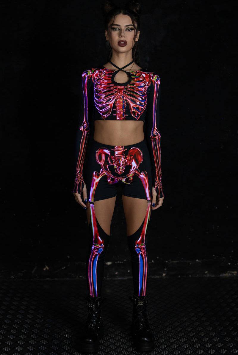Ruby Skeleton Garter Leggings Set Full View