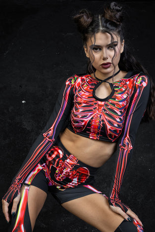 Ruby Skeleton Garter Leggings Set